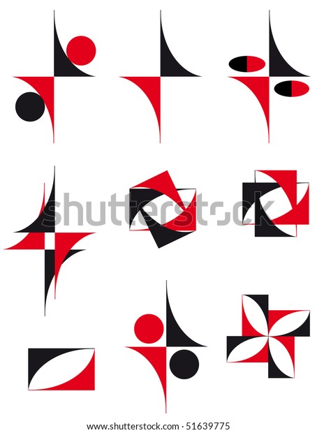 Collection Icons Red Black Vector Illustration Stock Vector (Royalty ...