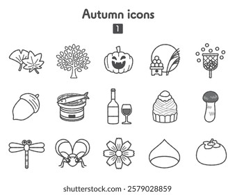 Collection of icons related to autumn