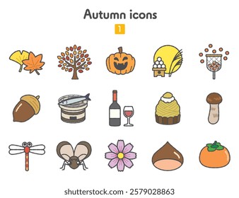 Collection of icons related to autumn