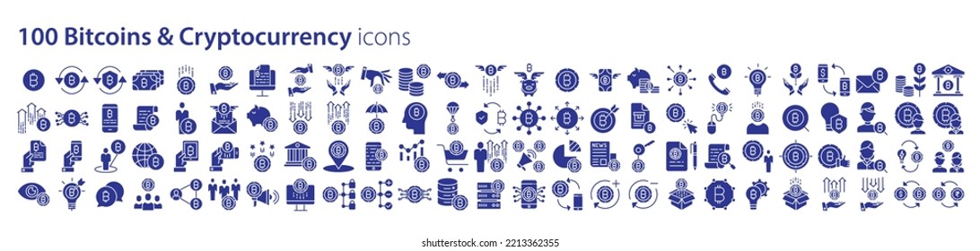 Collection Of Icons Related To Bitcoin And Cryptocurrency, Including Icons Like Key, Transaction, Payment, Buy, Sell And More. Vector Illustrations, Pixel Perfect