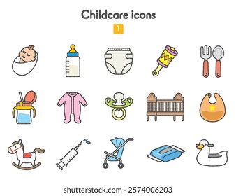 Collection of icons related to child rearing