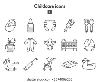 Collection of icons related to child rearing