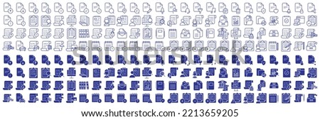 Collection of icons related to Documents and records, including icons like Dollar, page, bill, Check mark and more. vector illustrations, Pixel Perfect