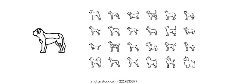 
Collection of icons related to Dog Breeds, including icons like Airedale, American Staffordshire and more. vector illustrations, Pixel Perfect set