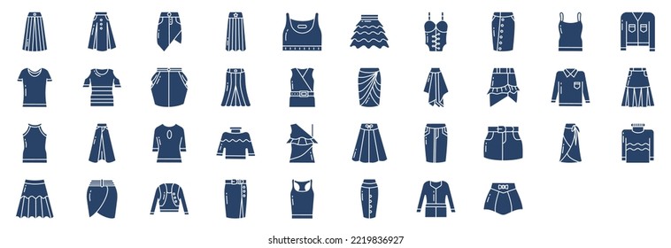 
Collection of icons related to Dress, including icons like Skirt, Blouse Top and more. vector illustrations, Pixel Perfect set