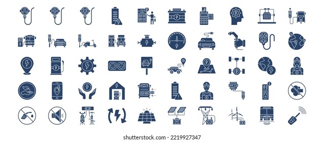 Collection of icons related to EV station, including icons like plug, Battery, Car and more. vector illustrations, Pixel Perfect set
