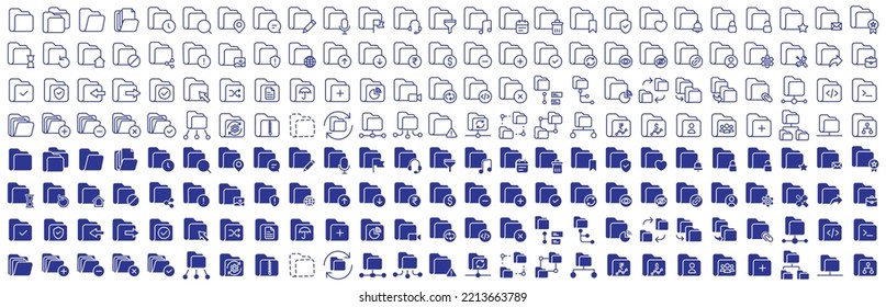 Collection of icons related to Folder and files, including icons like data, Chat, Trash and more. vector illustrations, Pixel Perfect
