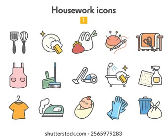 A collection of icons related to housework