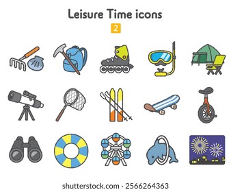 Collection of icons related to leisure