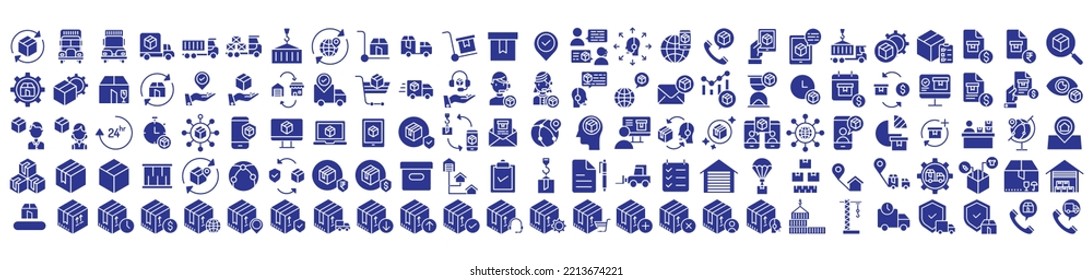 Collection of icons related to Logistics And Delivery, including icons like Package, Delivery Truck, shipping  and more. vector illustrations, Pixel Perfect
