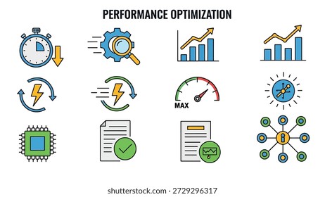 Collection of icons related to performance optimization