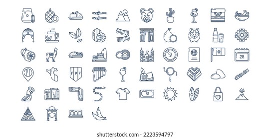 
Collection of icons related to Peru, including icons like Anchovy, Bear, Cactus, Cocoa, Guinea Pig and more. vector illustrations, Pixel Perfect set
