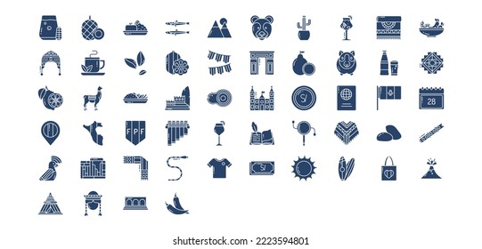 
Collection of icons related to Peru, including icons like Anchovy, Bear, Cactus, Cocoa, Guinea Pig and more. vector illustrations, Pixel Perfect set
