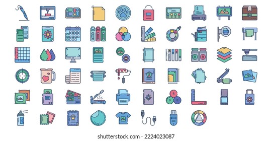
Collection of icons related to Printing and binding, including icons like Art board, 3d Printer, Badges, Banner and more. vector illustrations, Pixel Perfect set
