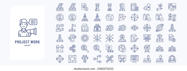 Collection of icons related to Project work, including icons like Achievement, Employee, Briefing, Business and finance and more