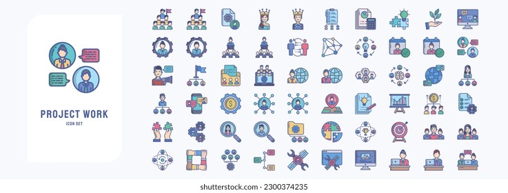 Collection of icons related to Project work, including icons like Achievement, Employee, Briefing, Business and finance and more