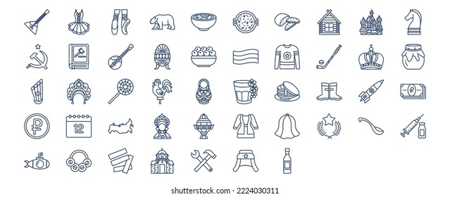 
Collection of icons related to Russia, including icons like Pancakes, Hokey and more. vector illustrations, Pixel Perfect set
