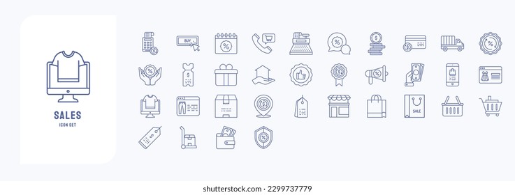 Collection of icons related to Sales and marketing, including icons like bill, Buy, Credit Card, Discount and more