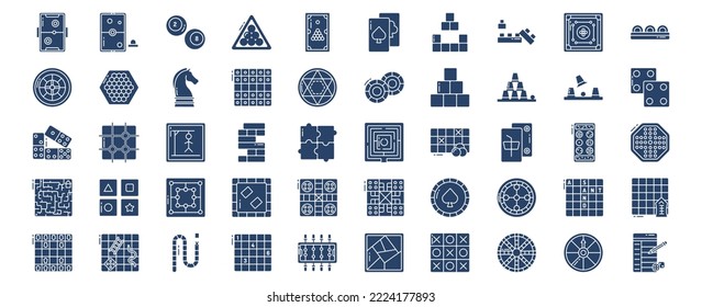 Collection of icons related to Table Games, including icons like Air Hokey, Chess, Casino Chips,  and more. vector illustrations, Pixel Perfect set
