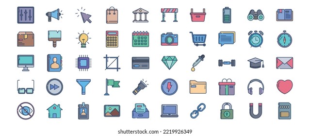 
Collection of icons related to Ui and Interface essential, including icons like Announcement, Cart, Camera, Clock and more. vector illustrations, Pixel Perfect set