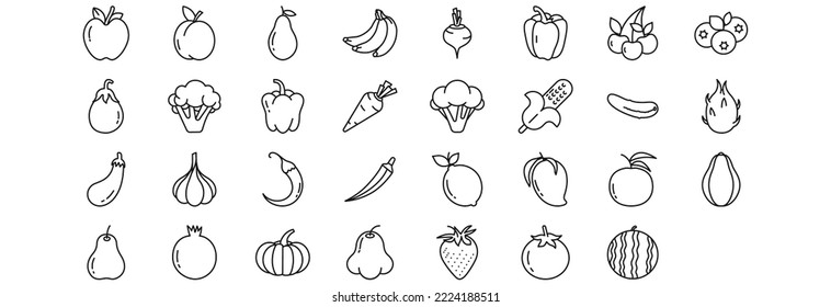 
Collection of icons related to Vegan, including icons like Apple, Apricot, Avocado, Bananas and more. vector illustrations, Pixel Perfect set

