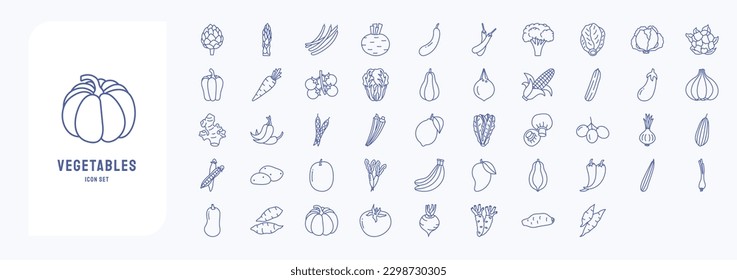 Collection of icons related to Vegetables, including icons like Artichoke, Asparagus, Beans, Beetroot and more