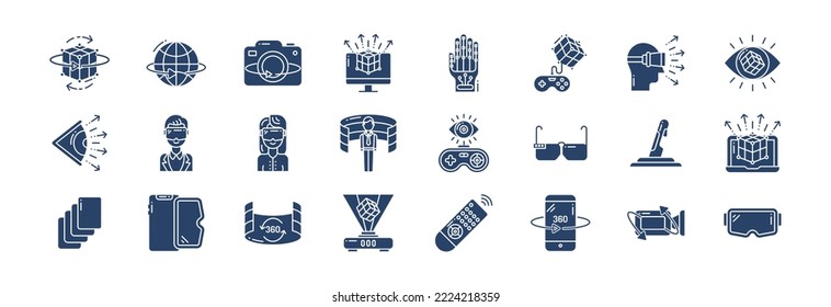 Collection of icons related to Virtual Reality, including icons like vr, augmented reality, Technology and more. vector illustrations, Pixel Perfect set
