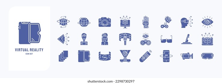 Collection of icons related to Virtual Reality, including icons like vr, augmented reality, Technology and more