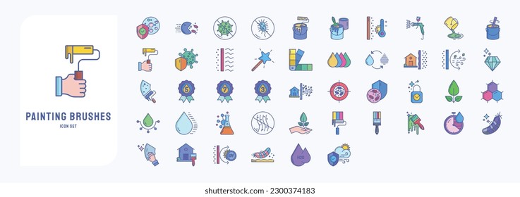 Collection of icons related to Wall Paint, including icons like Paint, wall Paint, color, and more