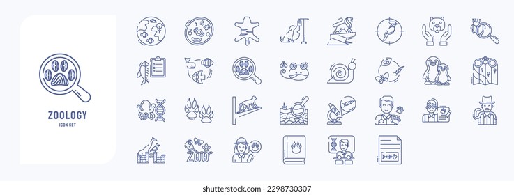 Collection of icons related to Zoology, including icons like Animal cell, Animal, Birds, Ichthyology and more