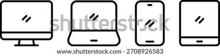 A collection of icons representing different aspects of technology, coding, and devices.