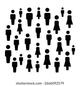 Una colección de íconos que representan a un grupo diverso de hombres y mujeres para diversos usos