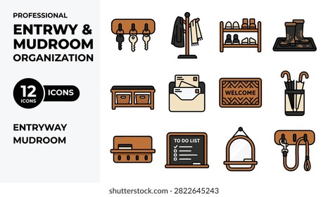 Collection of Icons Representing Entryway and Mudroom Organization