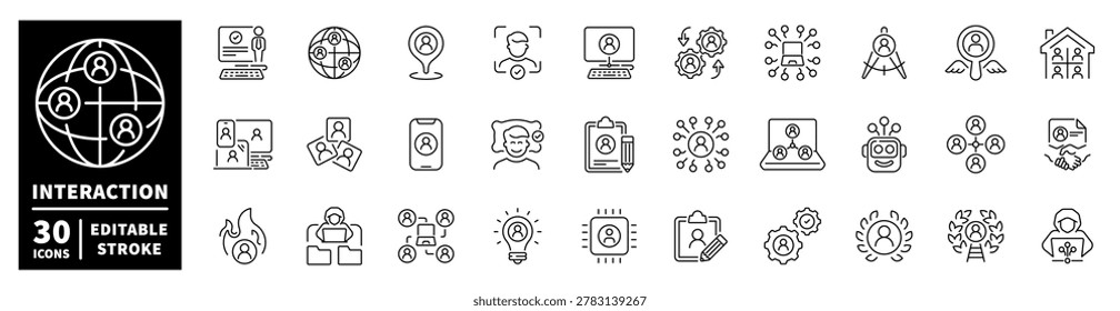 Collection of icons representing human interaction and networking concepts