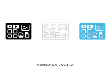 Collection of icons representing media and document types