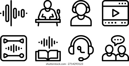 Coleção de ícones que representam aprendizagem e comunicação online