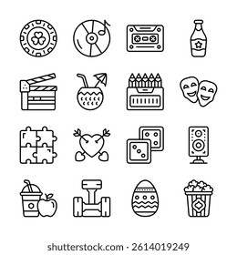 A collection of icons, representing a range of leisure and entertainment activities