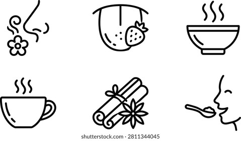 A collection of icons representing taste and smell sensations