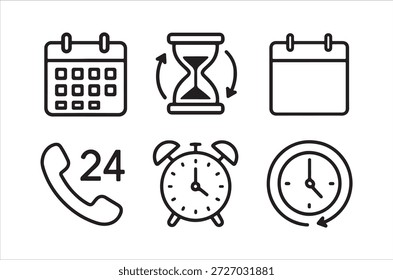 a collection of icons representing time and scheduling concepts is shown here clearly