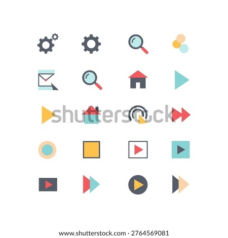 Collection of icons representing various technology and media functionalities