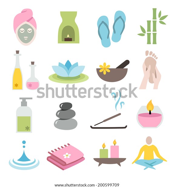 Collection Icons Representing Wellness Relaxation Spa Stock Vector ...