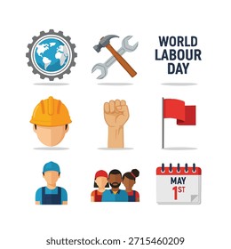 Collection of icons representing World Labour Day