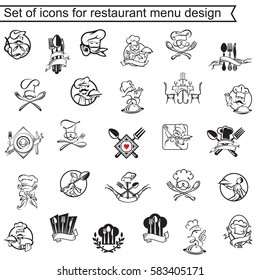 collection of icons for restaurant menu design