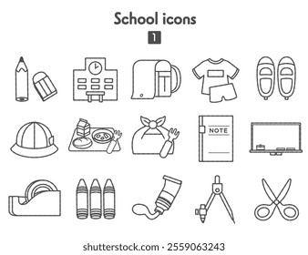 Collection of icons for school-related items