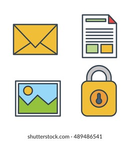 collection icons secutiry data design isolated