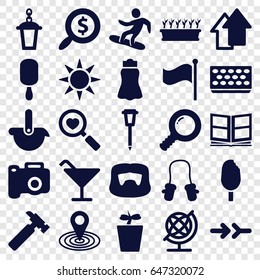 Collection icons set. set of 25 collection filled icons such as baby mitten, globe, man hairstyle, cocktail, skirt, map location, hummer, ice cream on stick, pot for plants