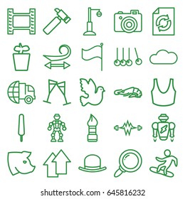 Collection icons set. set of 25 collection outline icons such as alligator, pig, hat, brush, curly hair, sport bra, reload, hummer, ice cream on stick, plant in pot