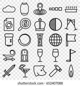Collection icons set. set of 25 collection outline icons such as pig, curly hair, cocktail, skirt, reload, map location, hummer, plant in pot, wine glass, camera flash, cloud