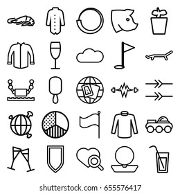 Collection icons set. set of 25 collection outline icons such as alligator, pig, powder, globe, sweater, jacket, ice cream on stick, plant in pot, heart search, flag