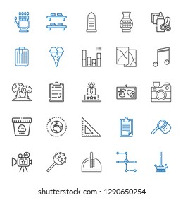 collection icons set. Collection of collection with brushes, map, comb, cake pop, camera, bag, clipboard, square, earth, ice cream, user experience. Editable and scalable icons.